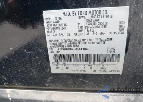 2017 Ford Explorer Xlt z USA, uszkodzony, nr VIN 1FM5K8D84HGA41843